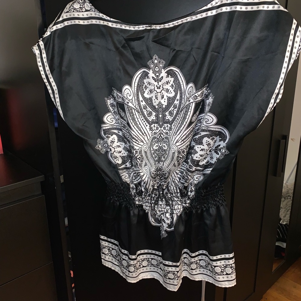 Silk top with cinches waist